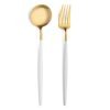 Cutipol-Goa-Gold wit goud-Serveerlepel-vork serveerbestek table things